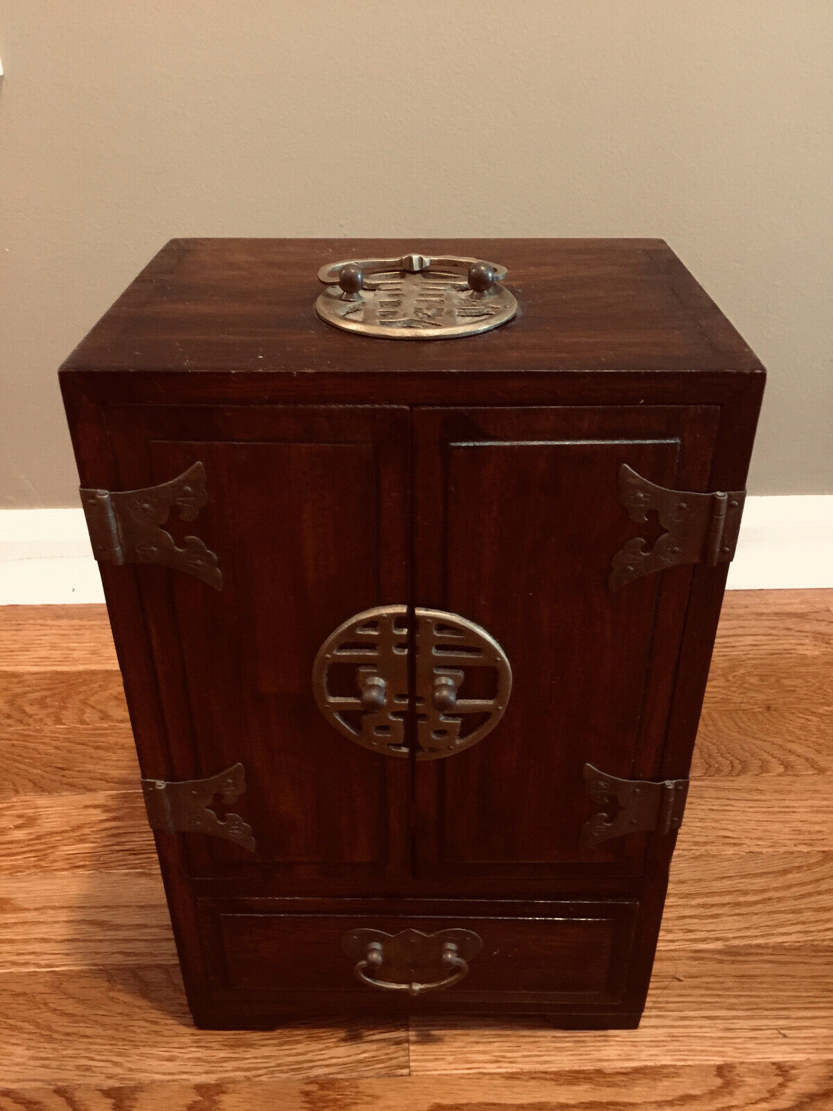 Vintage Chinese Huali wood 5 drawer Dressing case Jewelry Box 12\