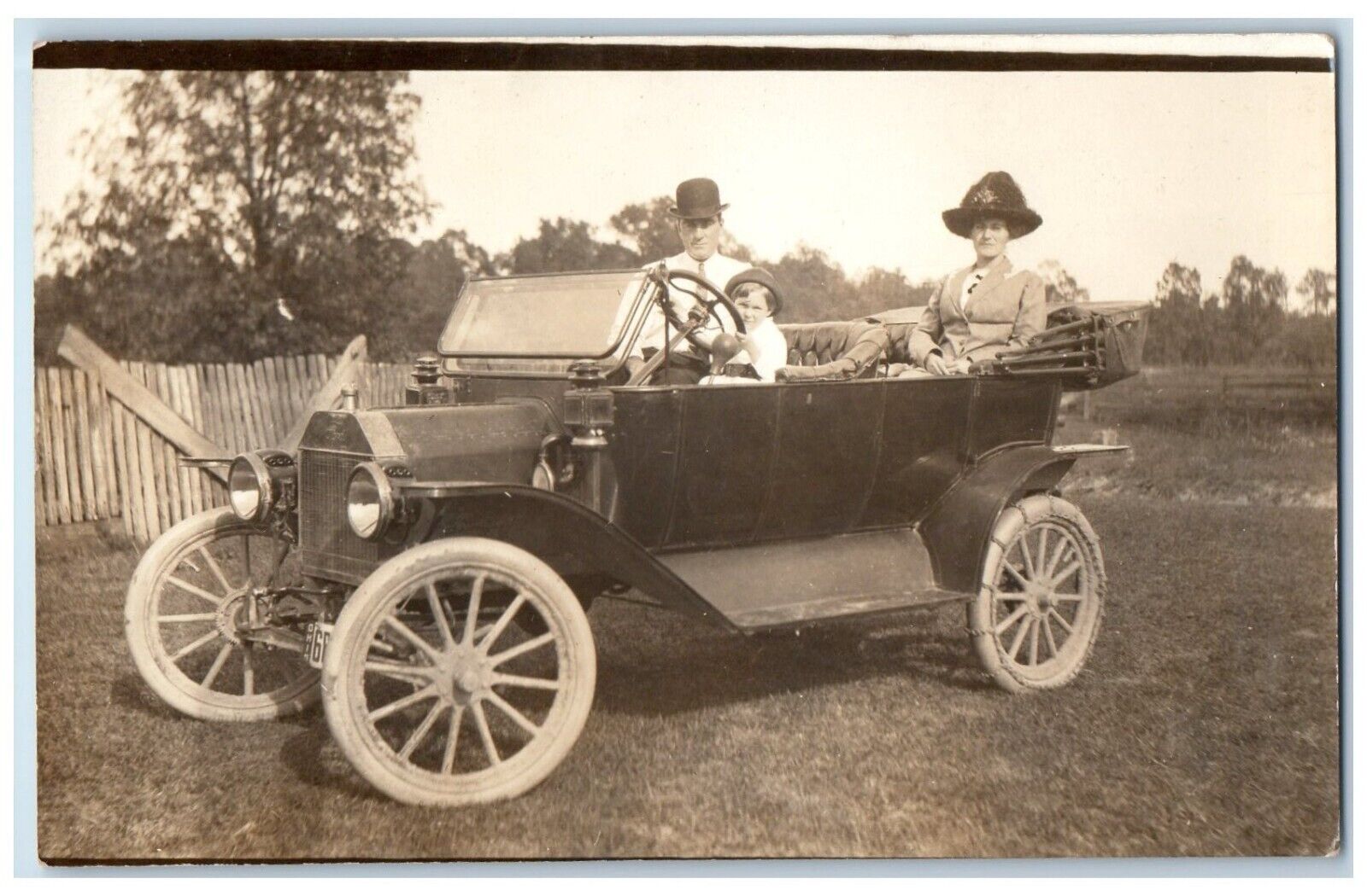 c1910's Ford Man Woman Child Driving Ohio OH RPPC Photo Unposted Postcard