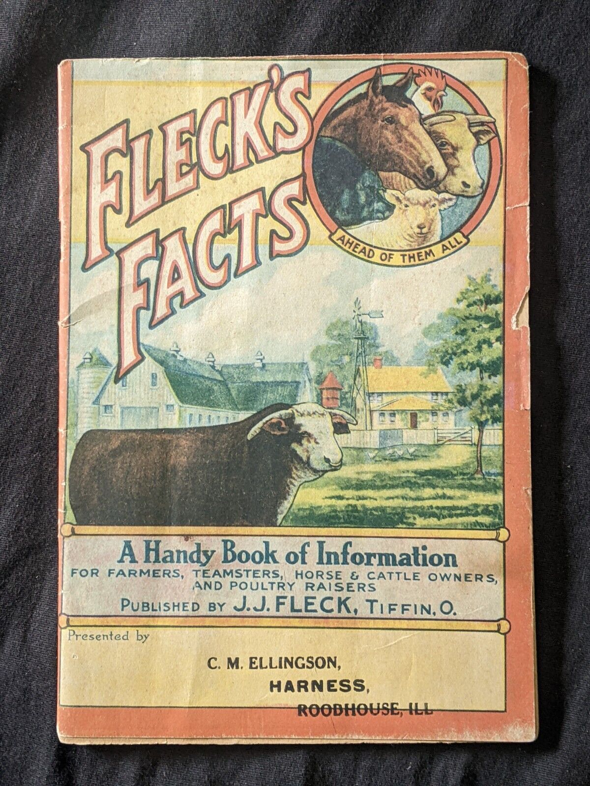 antique Flecks veterinary/farm booklet from roodhouse Ill