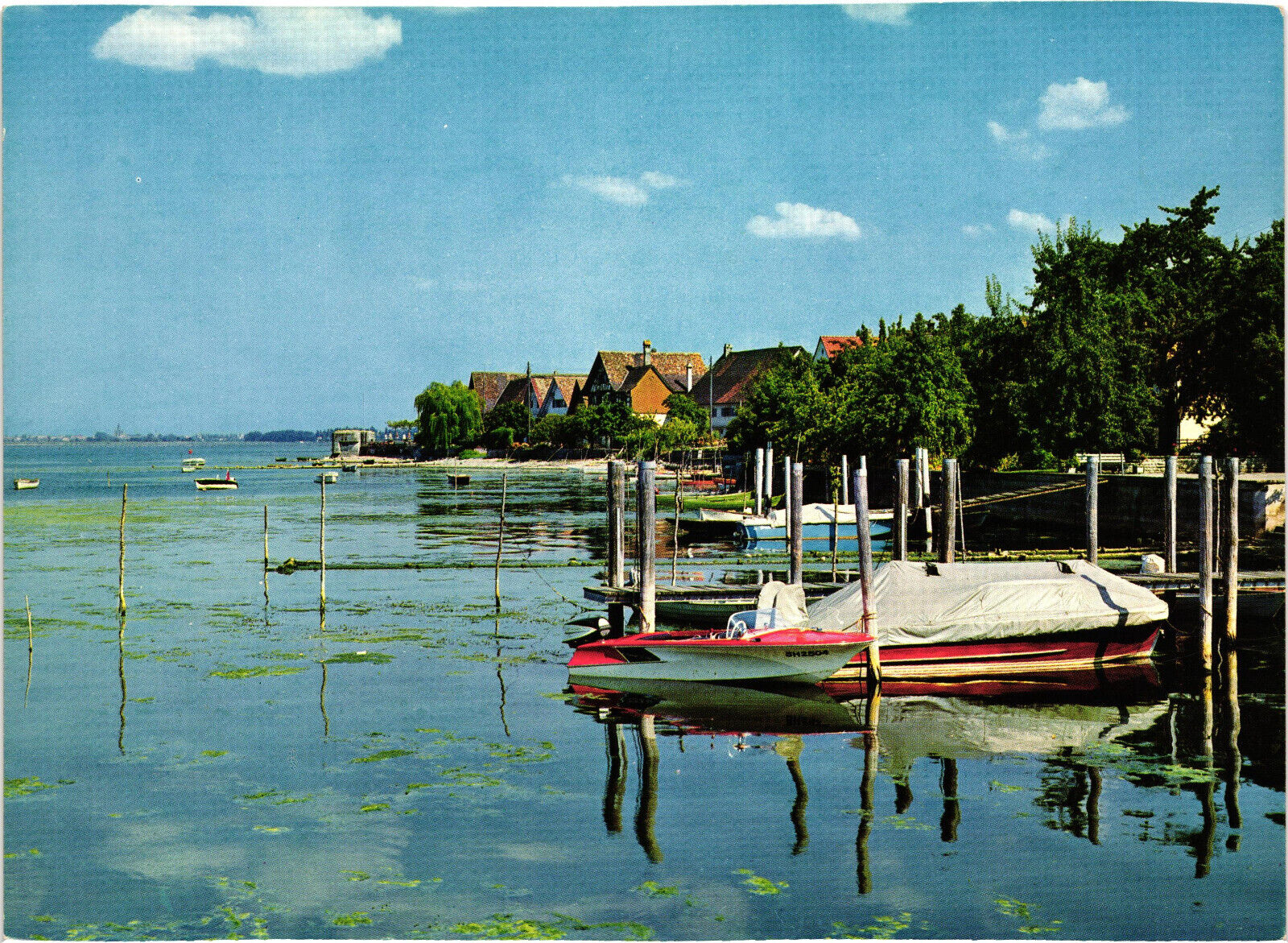 Ermatingen Switzerland Boat on the Water Postcard Unposted