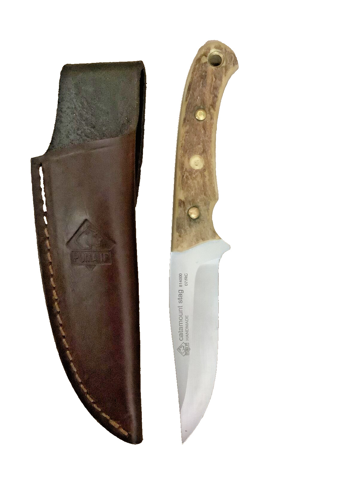 Handmade Puma IP Catamount Stag Spanish Made Hunting Knife With Leather Sheath