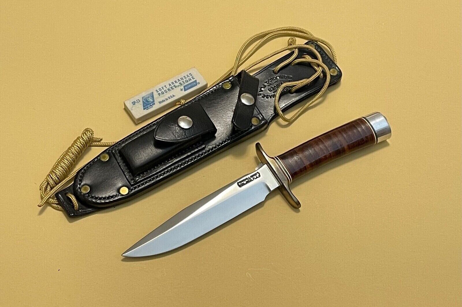 RARE RANDALL MADE KNIFE MODEL 1-6 with JOHNSON RIVET SMOOTH BLACK BACK SHEATH