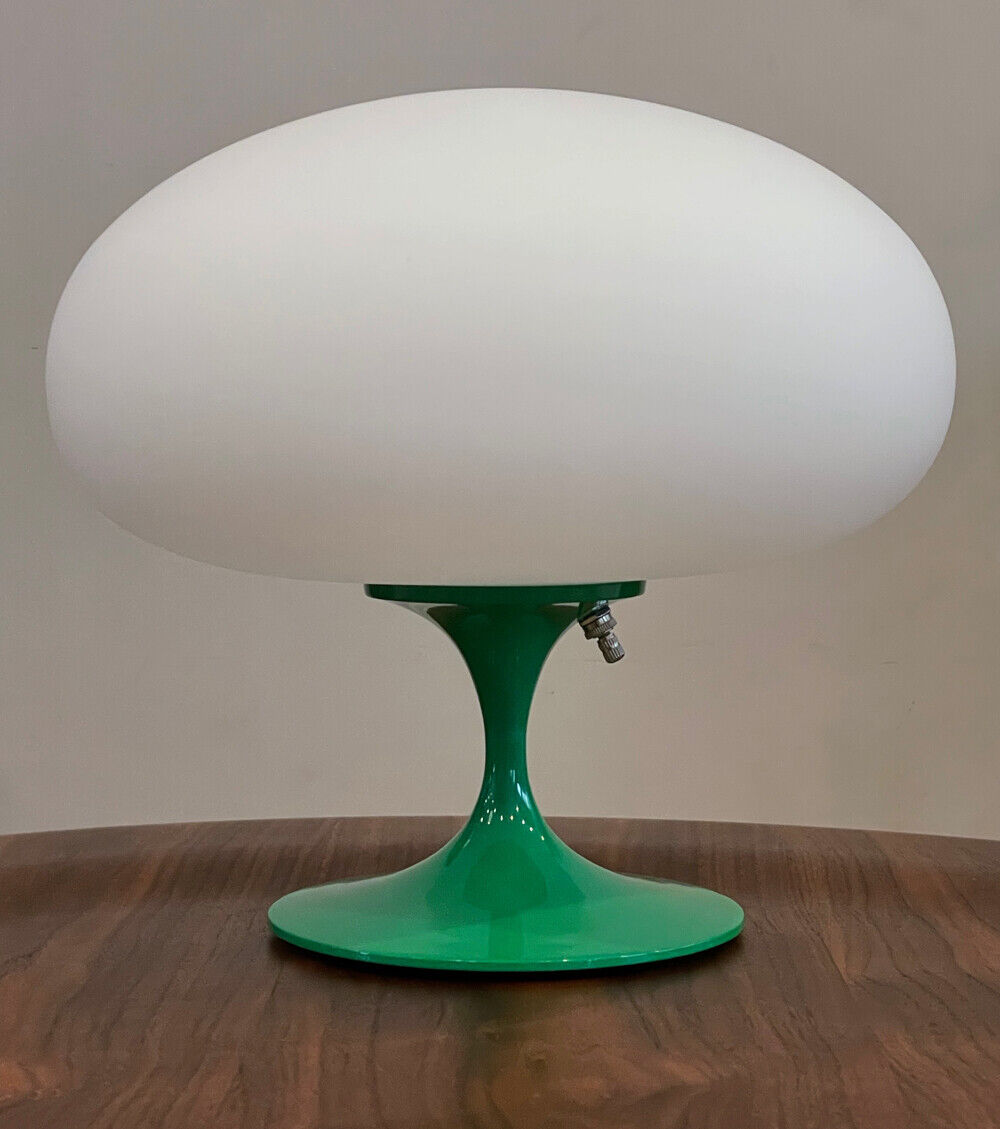 Mid Century Modern  Mushroom Table Lamp by Designline in Green & White