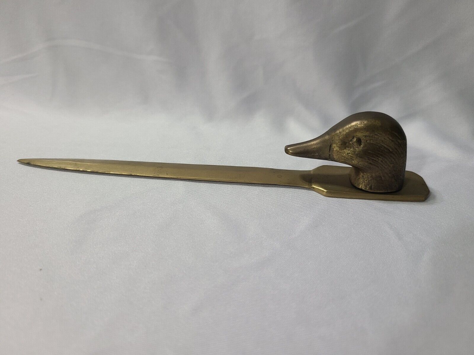 Vintage Solid Brass Duck Head Letter Opener 7.75” Long