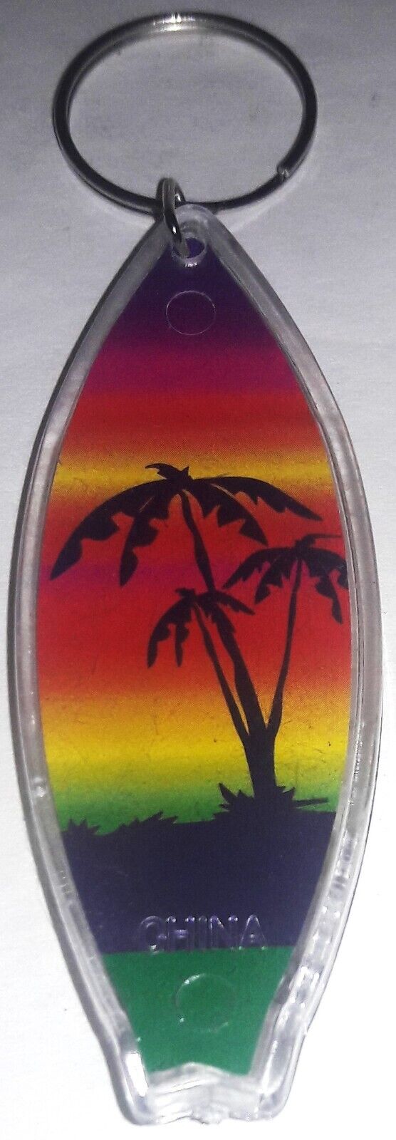 Vintage 90s Surfboard Keychain - Palm Trees / Sunset / BRAND NEW