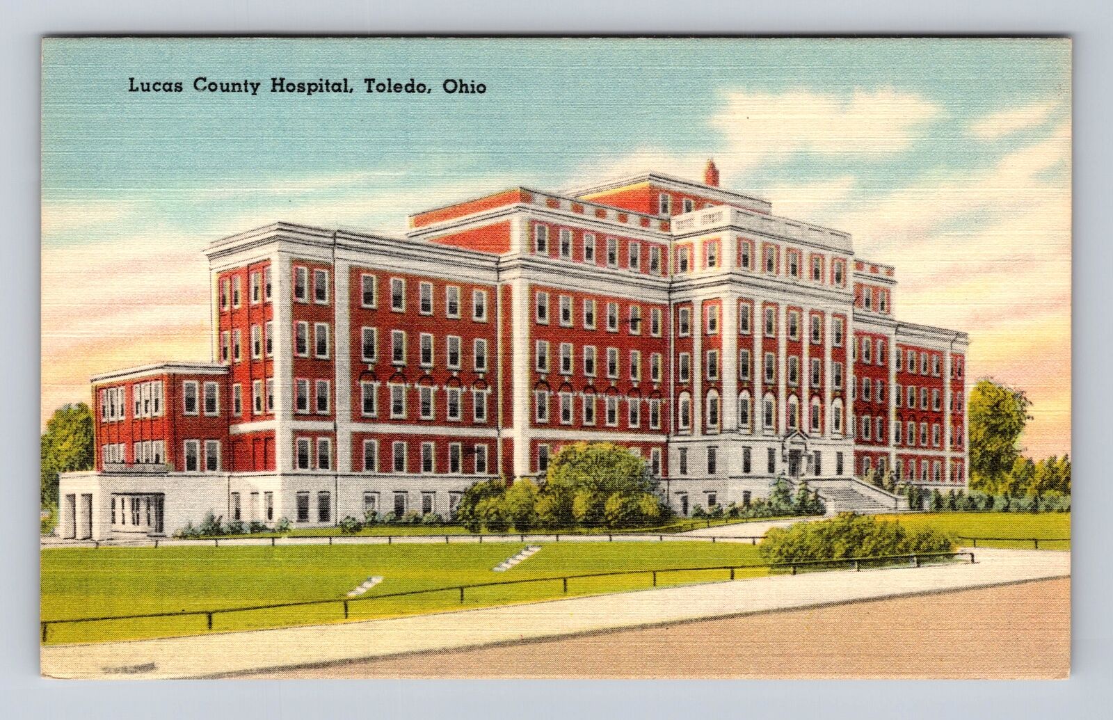 Toledo OH-Ohio, Lucas County Hospital Building, Antique Vintage Postcard
