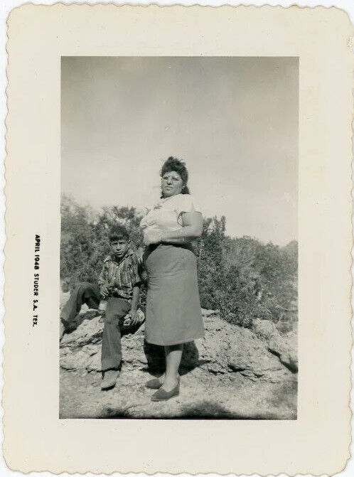 Mother Son Hiking in Nature San Antonio Texas Vintage Snapshot Photo Lady Boy 75