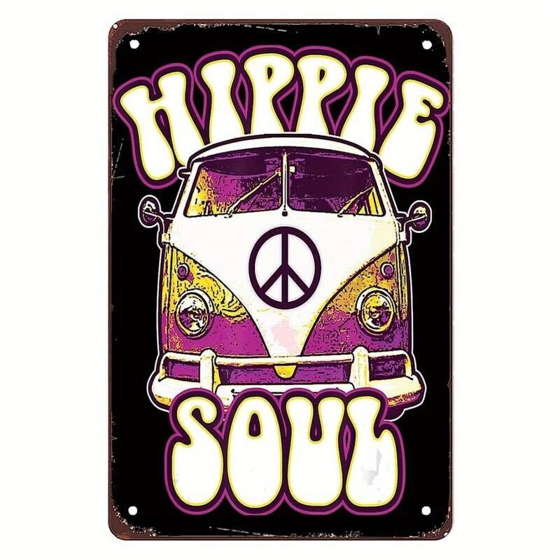 Hippie Soul Car Hippies Peace Vintage Retro Tin Sign