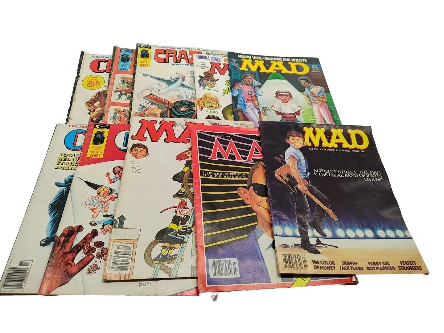 Lot 10 Vintage Mad Crazy Magazines Miami Vice Ninja Turtles Chinese Town 