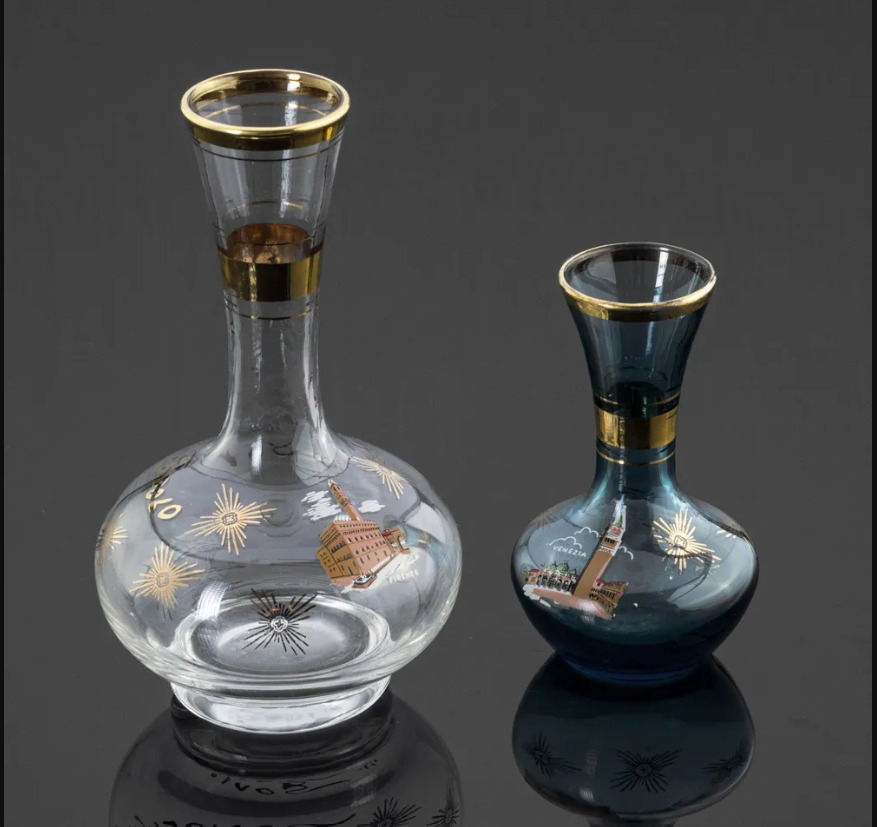 Vintage Two Glass Vases Doctrine Italy Home Decor Transparent Creative 2008 Art
