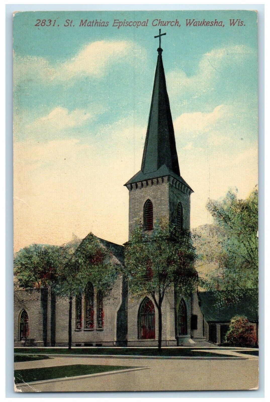 c1910 St. Mathias Episcopal Church Chapel Vintage Waukesha Wisconsin WI Postcard