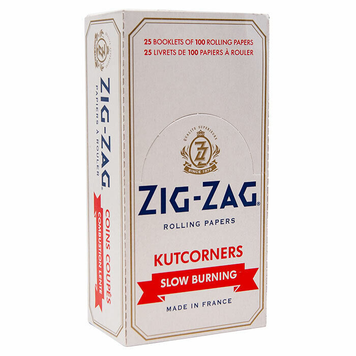 Zig-Zag White Kutcorners Slow Burning Rolling Papers - 1 Box/25 Packs