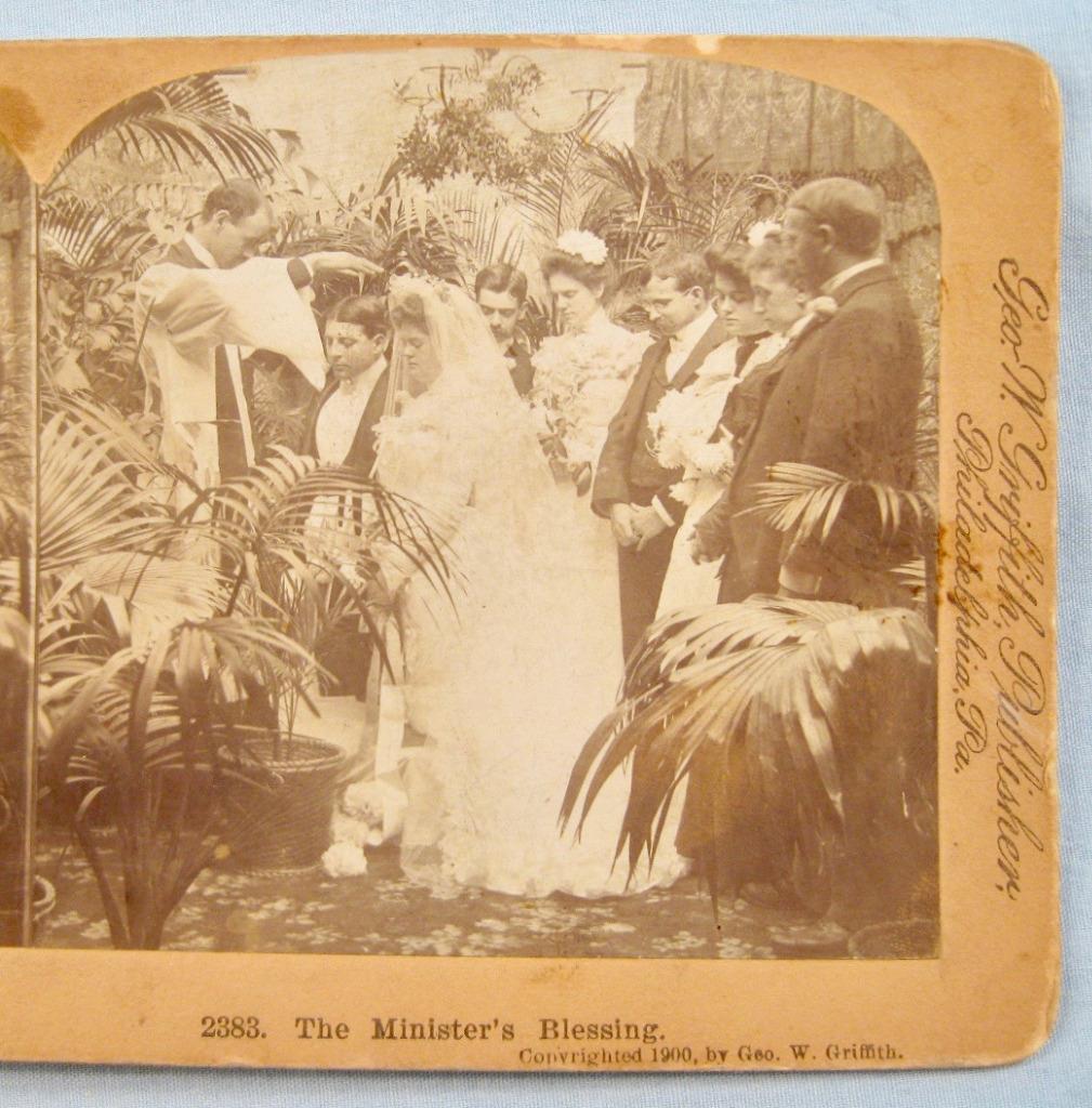 Stereoview George W Griffith 2383 The Ministers Blessing Wedding Bride Groom (O)