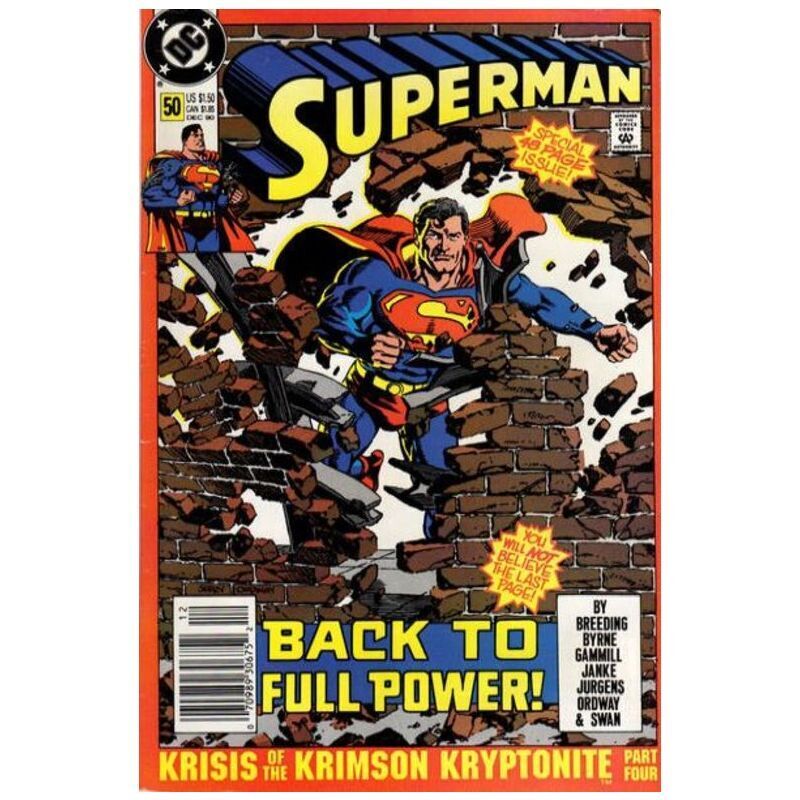 Superman (1987 series) #50 Newsstand in Near Mint minus condition. DC comics [t/