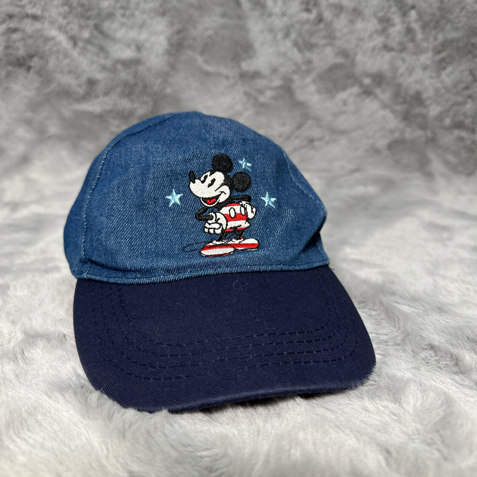 Mickey Mouse Hat Blue Denim Strapback Americana Patriotic Casual Adjustable