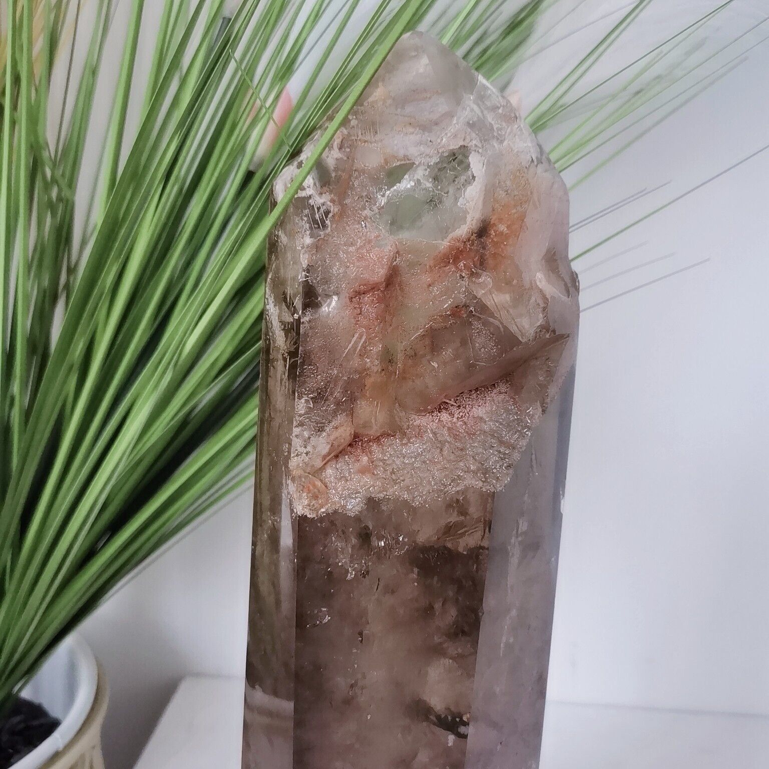 11.8inch Natural Smoky Quartz Garden Ghost Tower Amazing Large Crystal Points