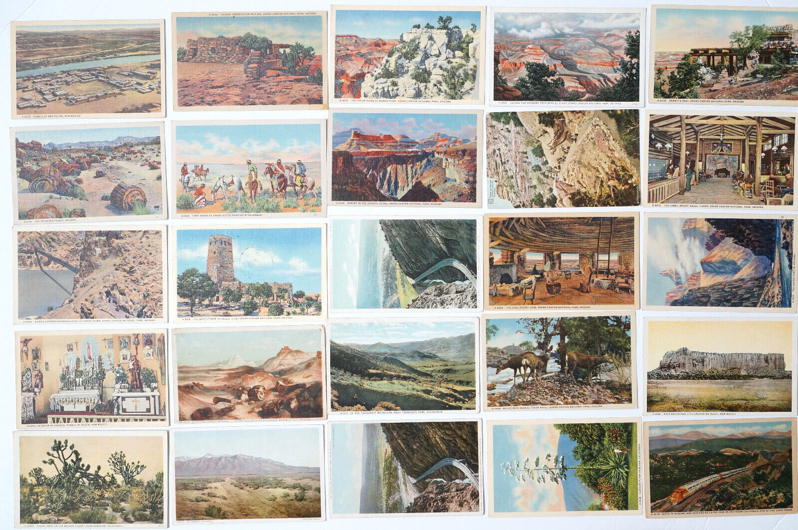 Fred Harvey Postcard LOT 25 Vintage Desert Arizona New Mexico Scenic Views AS IS