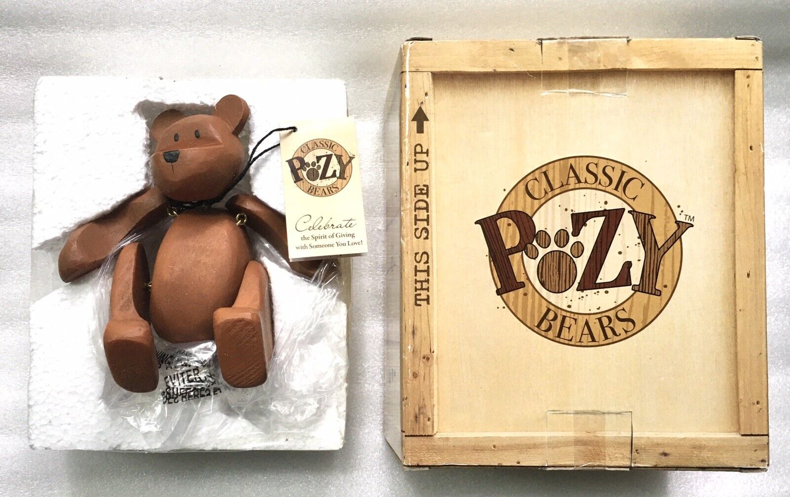 Pozy Bears Well Loved Wood Crafted Bear Figurine (light brown) #320003 2010 NEW