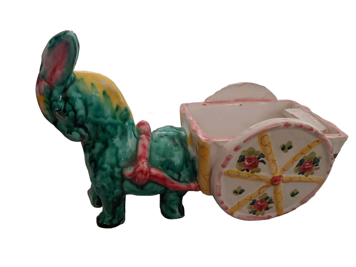 Donkey with Cart Planter Flower Pot  Vintage Ceramic 77/208 Italy
