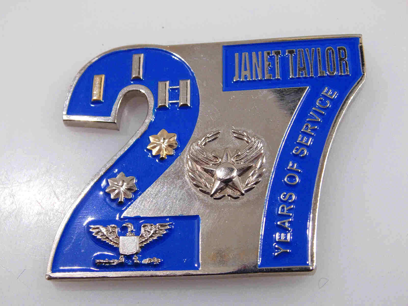 UNITED STATES AIR FORCE JANET TAYLOR 27 YEARS OF SERVICE CHALLENGE COIN