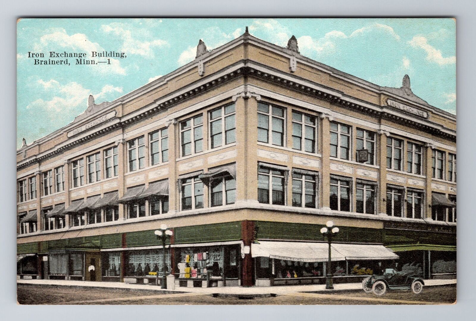 Brainerd MN-Minnesota, Iron Exchange Building, Antique Souvenir Vintage Postcard