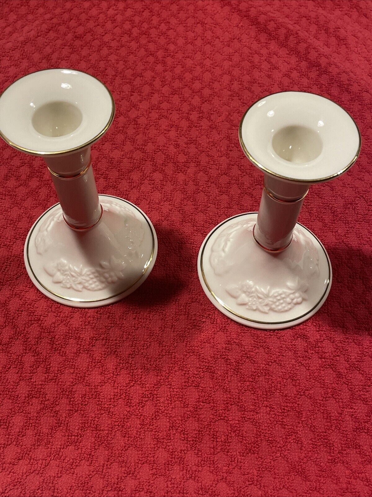 Lenox 1989 “Fruits of Life”Candlestick Pair  NOS, Tags On, No Box