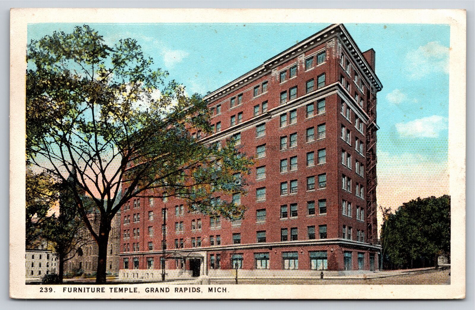 Grand Rapids Michigan~Furniture Temple Street View~PM 1923~Vintage Postcard
