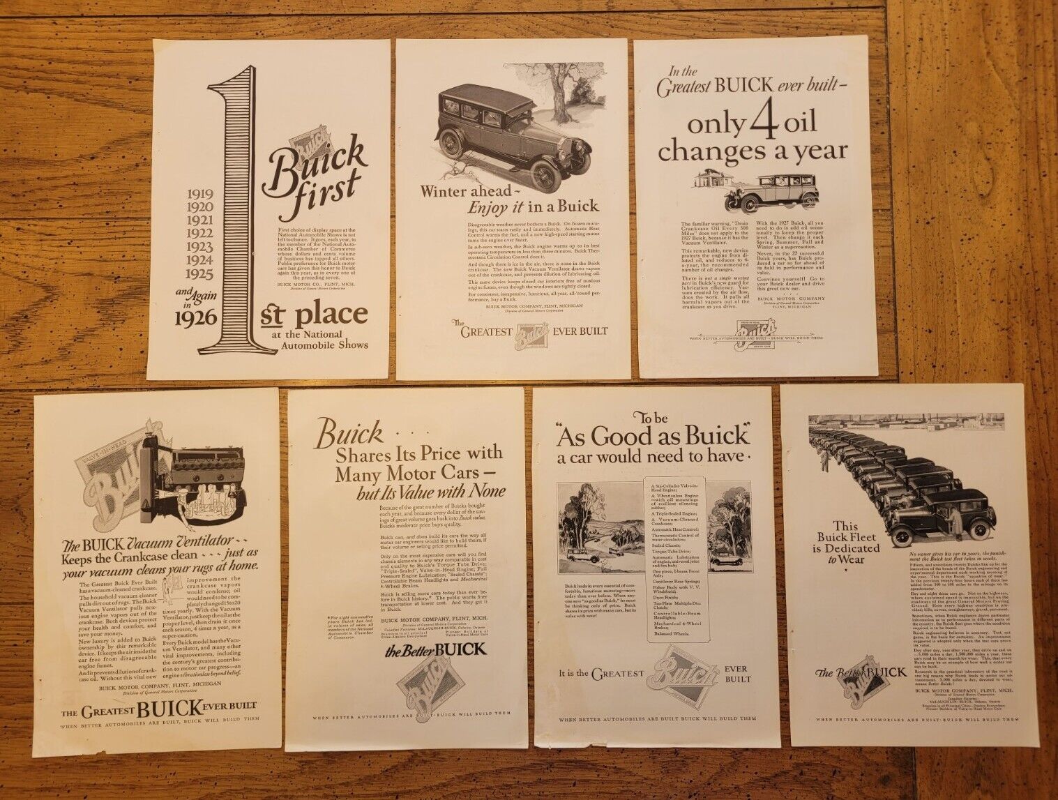 Nice Lot of (7) Original 1926 Buick Magazine Advertisements Ads