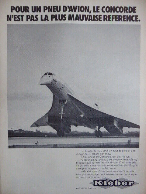 5/1972 PUB KLEBER AVIATION CONCORDE SUPERSONIC AIRCRAFT TIRE TIRE FRENCH AD