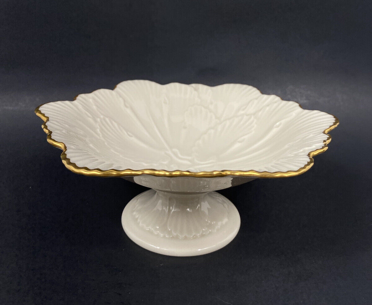 Lenox Arbor Collection Footed Pedestal Candy Dish Compote 14K Gold Trim