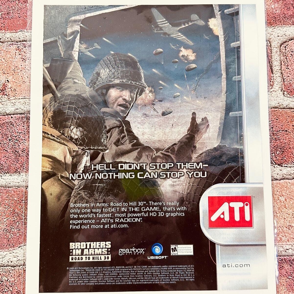 2005 ATI - Brothers in Arms Game - Military Soldiers - Original Vtg PRINT AD