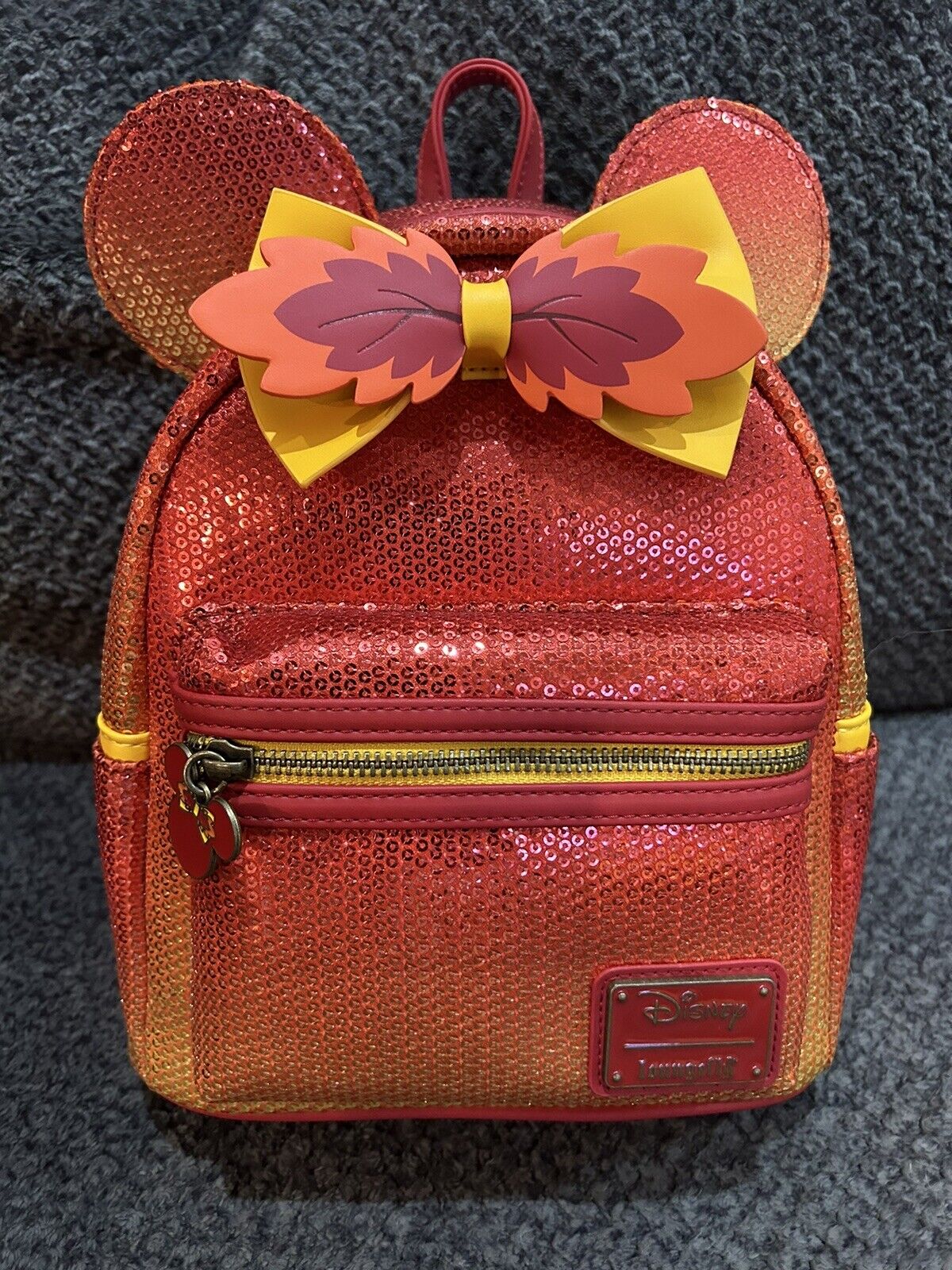 Disney Loungefly  Sequin Minnie Mouse Fall Ombre Mini Backpack. New