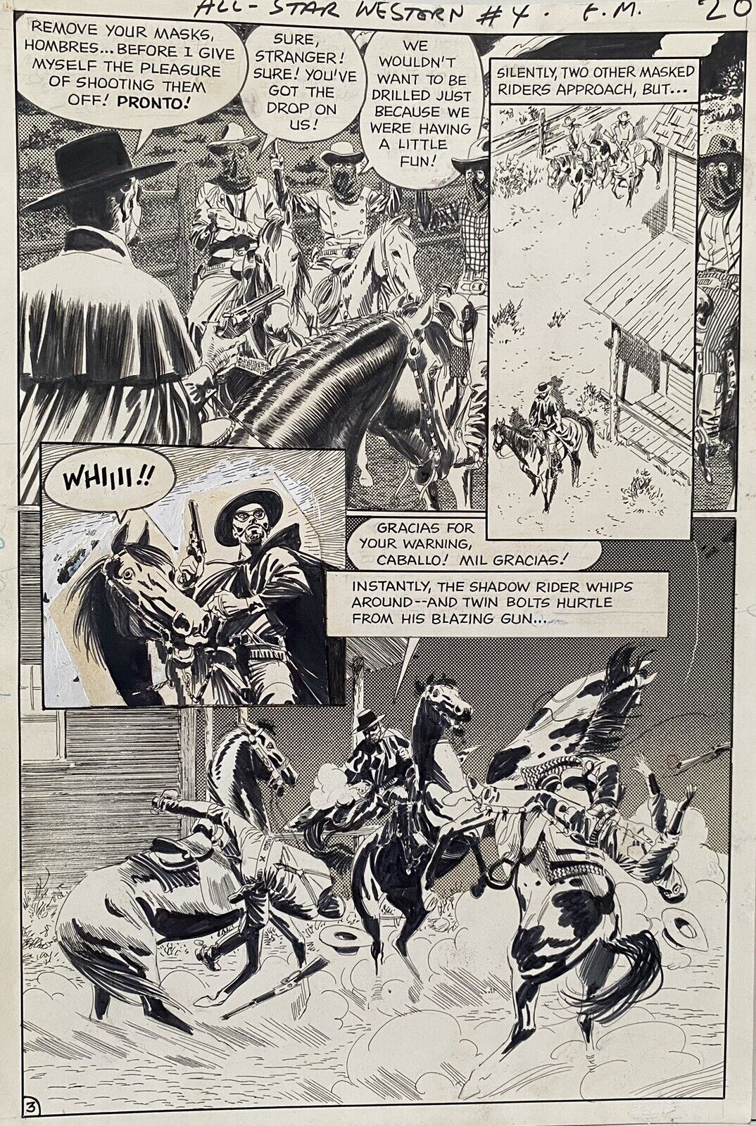 Original Art From All Star Western #4 Featuring El Diablo By Gray Morrow