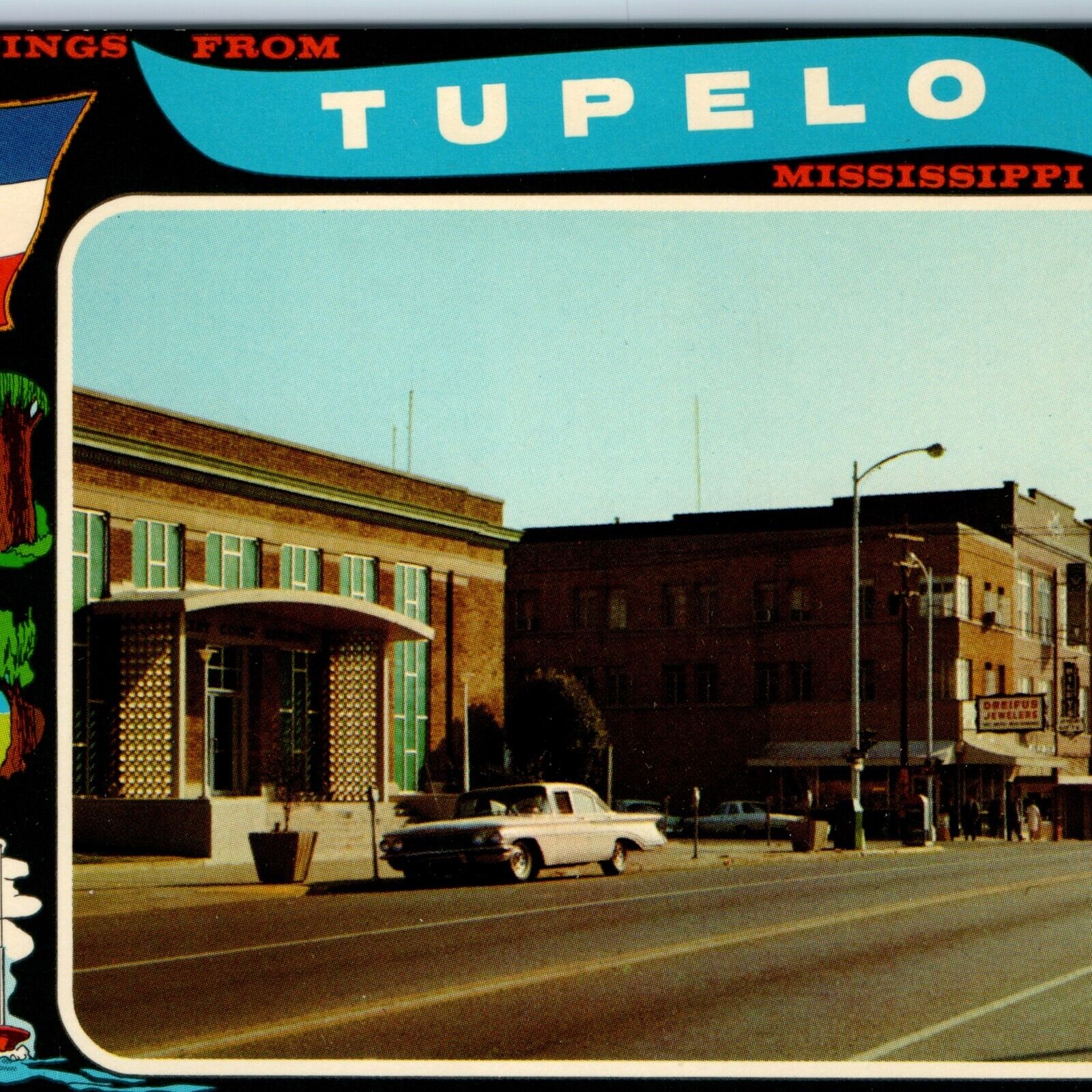 c1960s Tupelo, Miss. Greetings Chrome PC Gilbert Ford Crocker Deep South MS A216