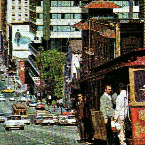 Vintage postcard c.1960\'s San Francisco Vintage Autos Cable Car UPS Truck-CA69