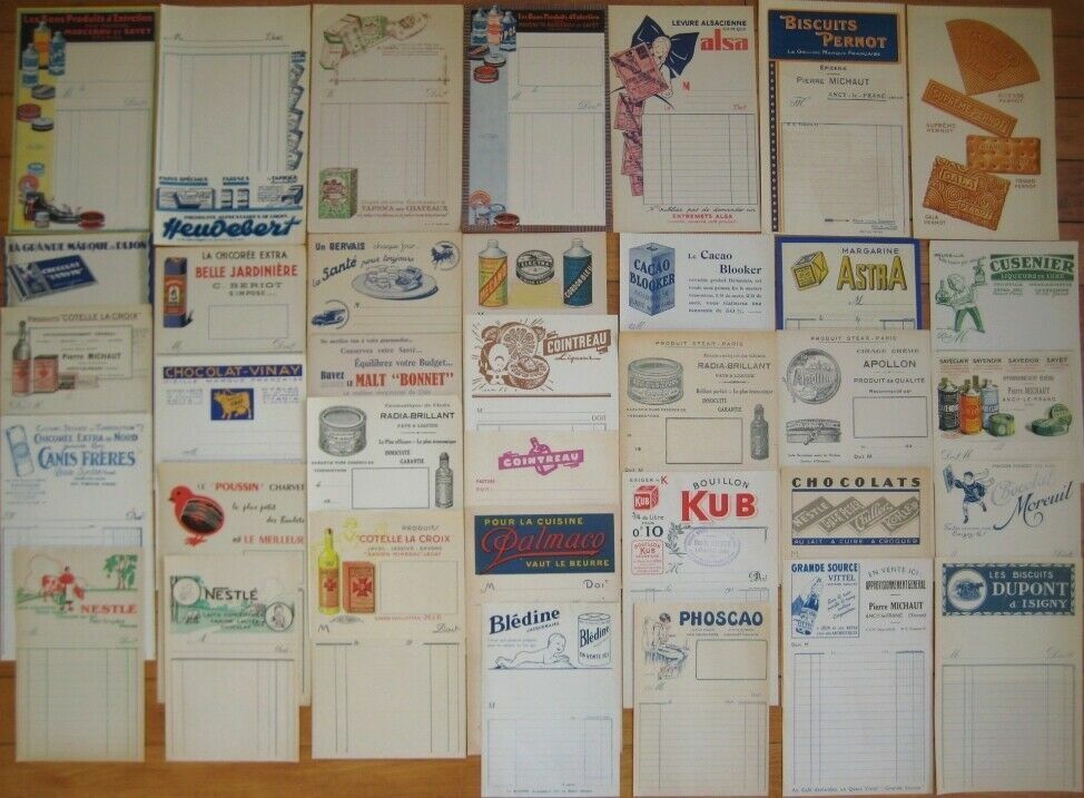 Color Letterhead Billhead 1930s Collection of 35 Different, French France