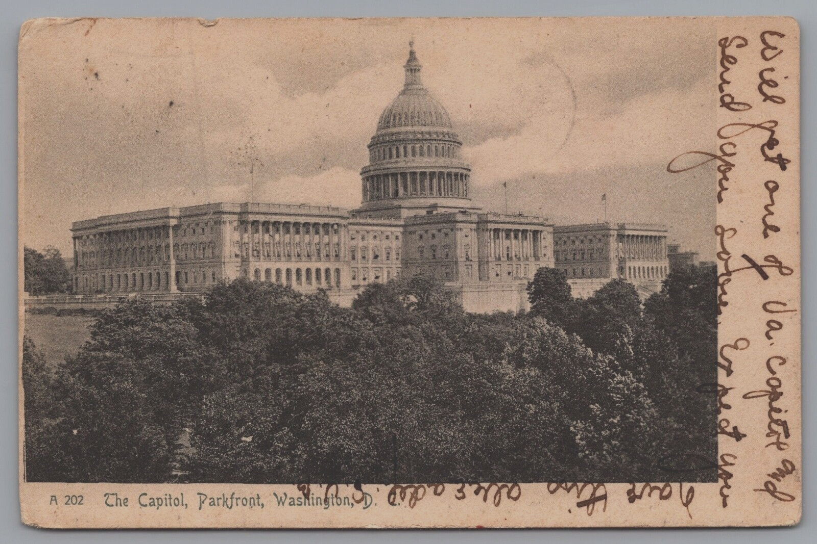 The Capitol Park Front Washington DC 1908 Vintage Postcard