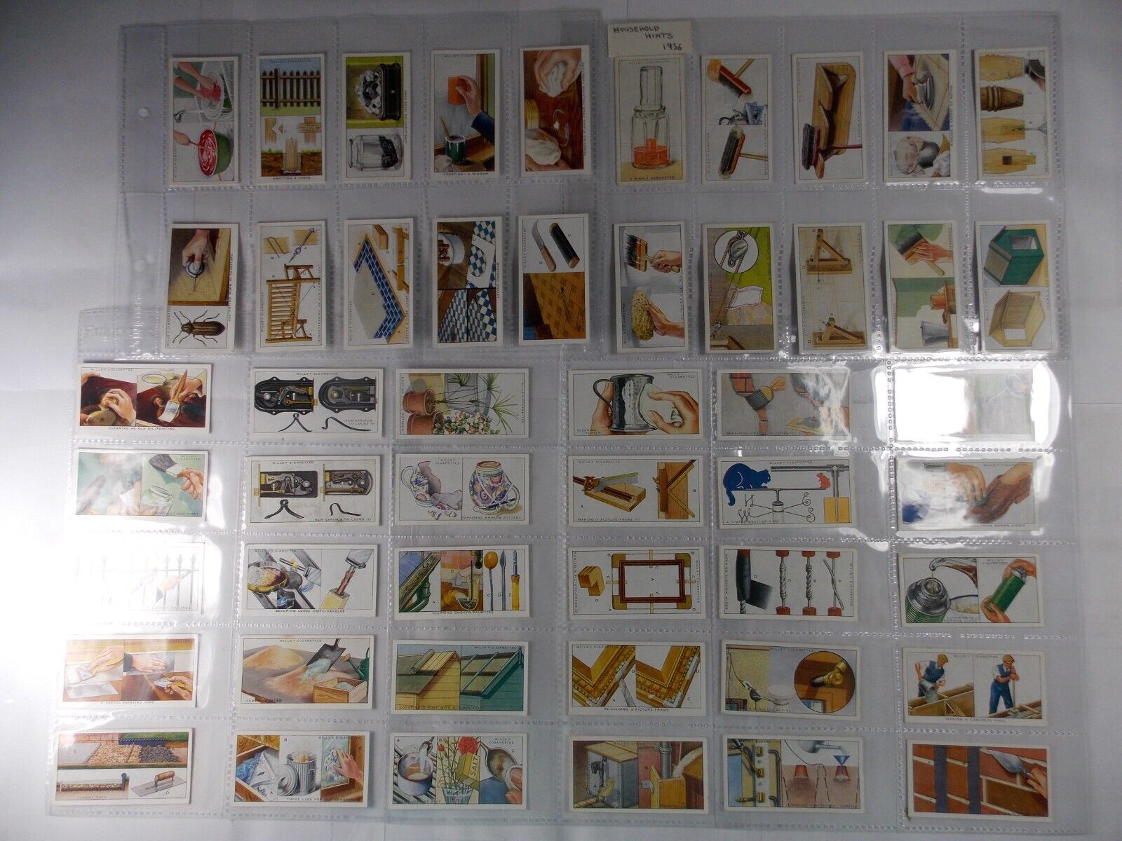 Wills Cigarette Cards Household Hints 1936 Complete Set 50 in Pages