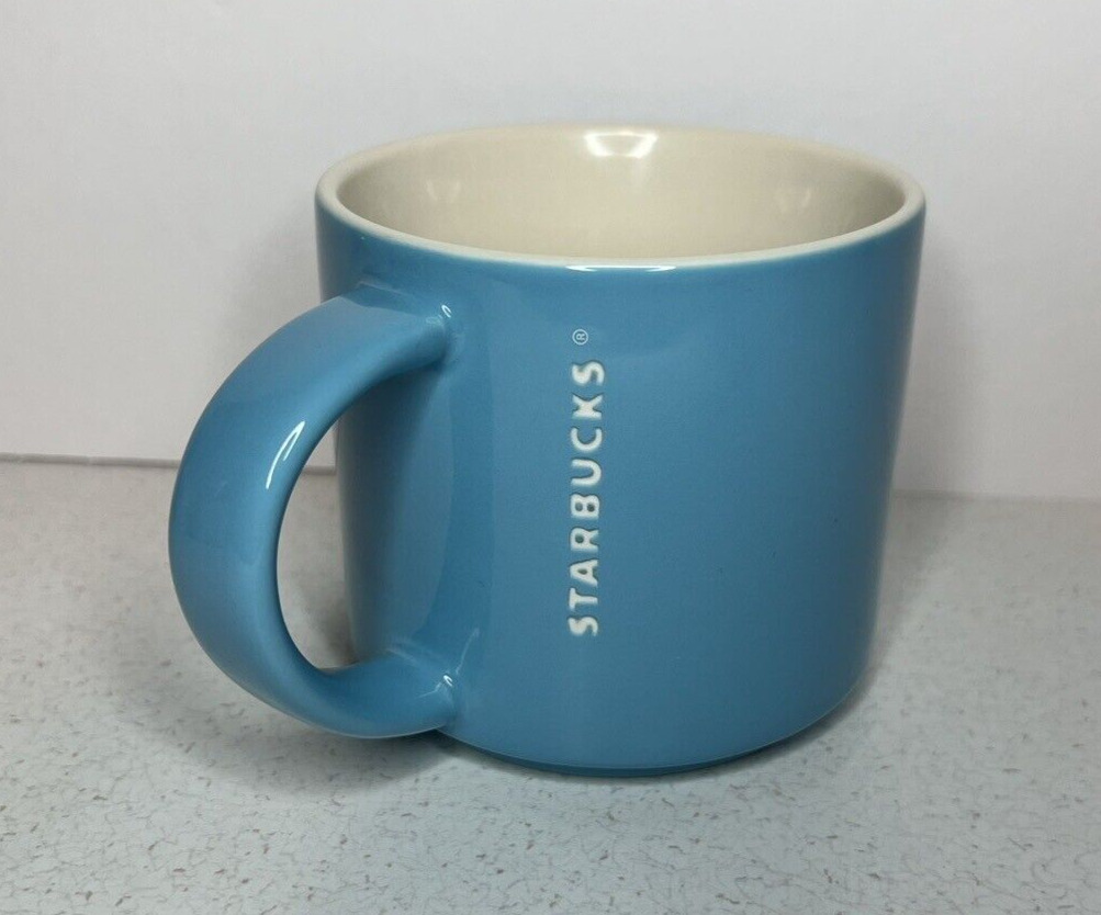 STARBUCKS Mug 2012 Baby Powder Blue and White Coffee Tea Ceramic Cup Collectible