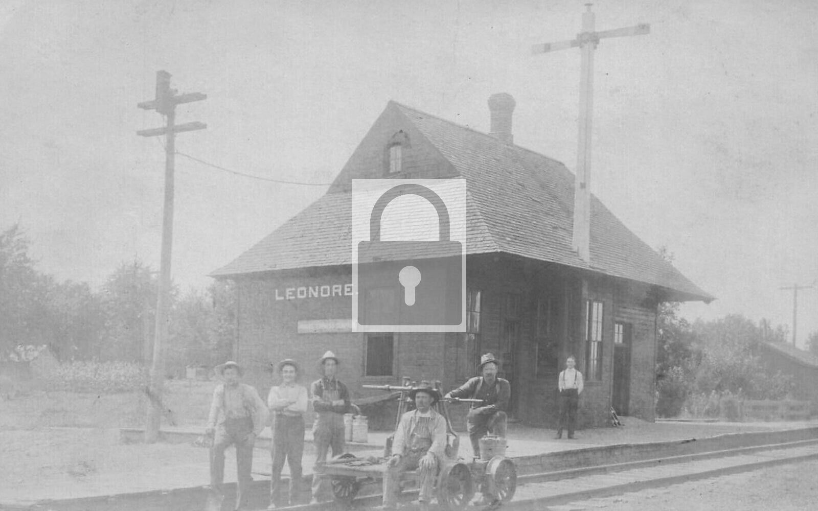 Railroad Train Station Depot Handcar Leonore Illinois IL - 8x10 Reprint