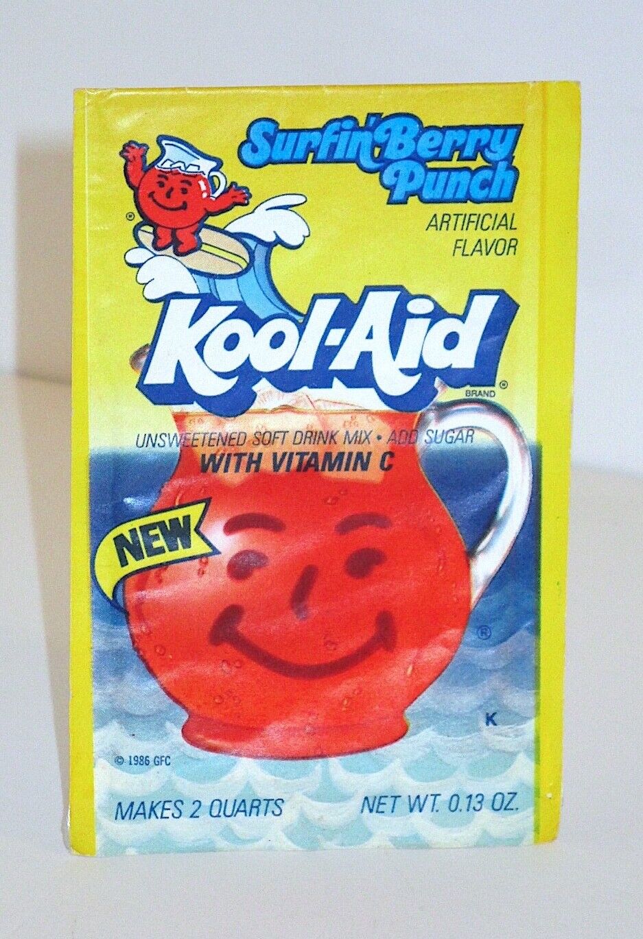 Vtg 1986 Kool Aid Surfin\' Berry Punch Flavored Soft Drink Mix Unopened Packet