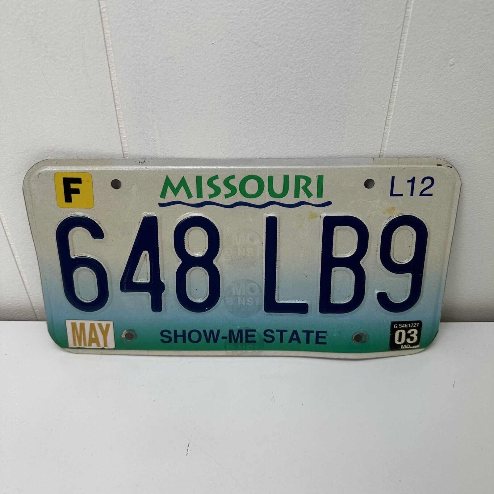Vintage MISSOURI License Plate 648 LB9 Show Me State 2003