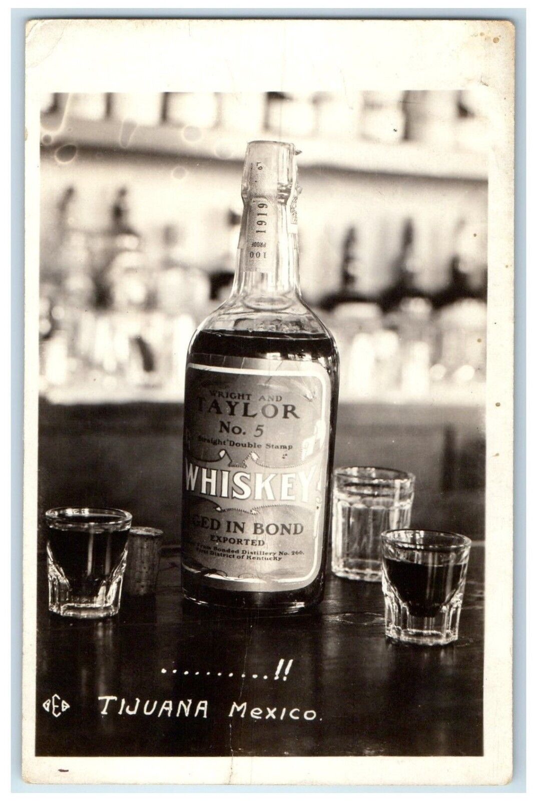 c1910's Taylor Whiskey Alcohol Tijuana Mexico RPPC Photo Posted Antique Postcard