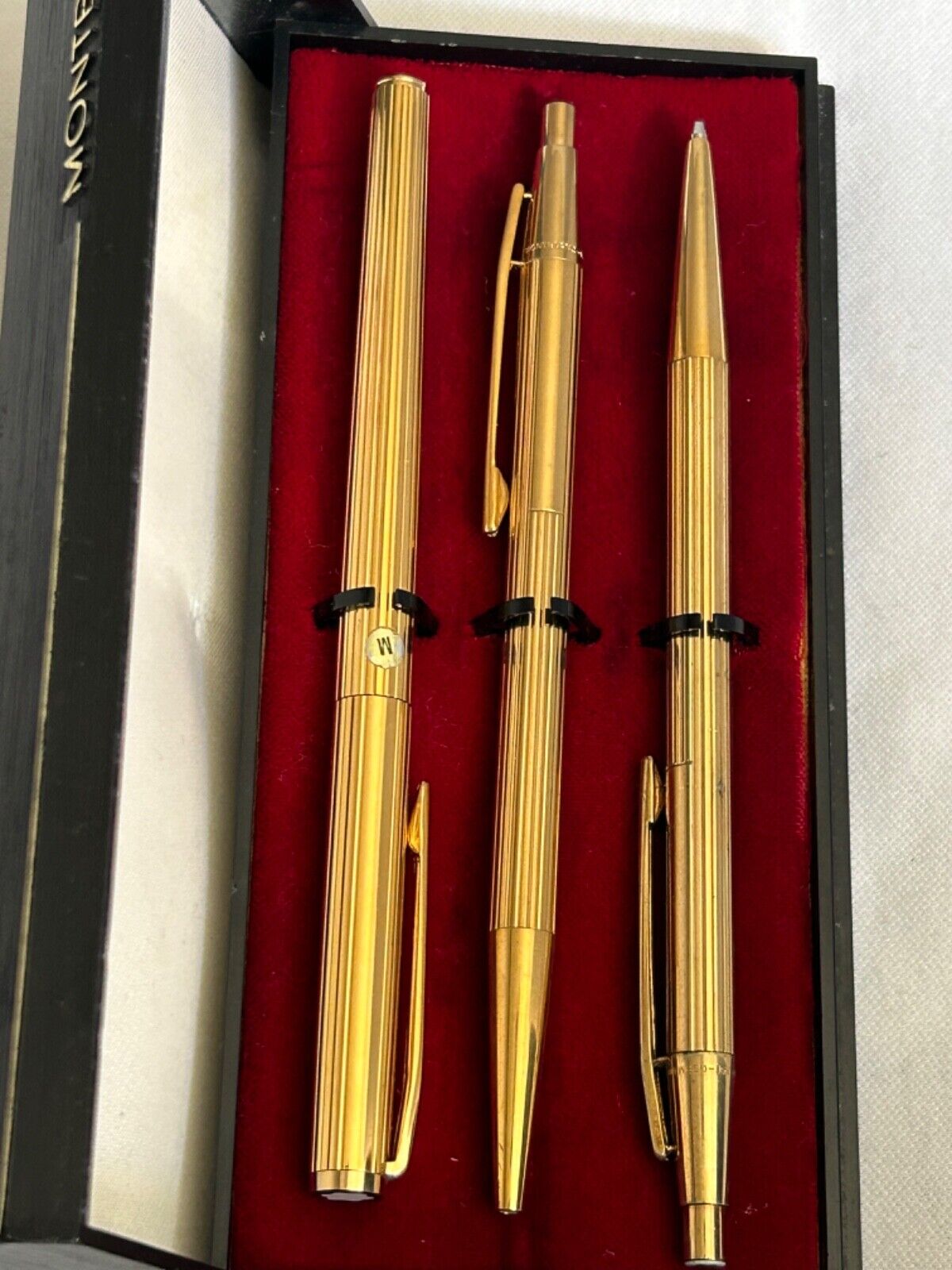 Montblanc Noblesse Gold Plated Tri-set, (FP, BP, MP)-Exc. Condition