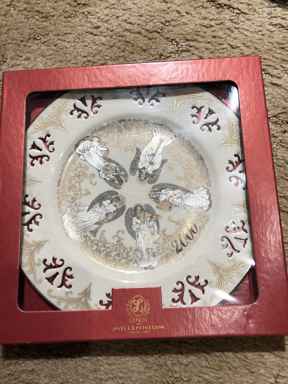 2000 LENOX ~ Messengers of Harmony Ivory 24k Gold Angels Cutout Millennium Plate