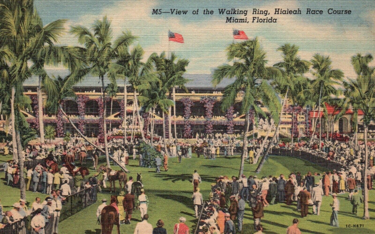Postcard FL Miami Walking Ring Hialeah Race Course 1951 Linen Vintage PC G1691