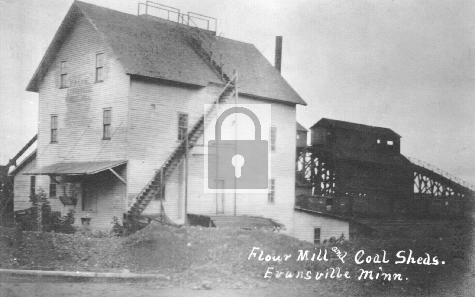 Flour Mill & Coal Sheds Evansville Minnesota MN Reprint Postcard