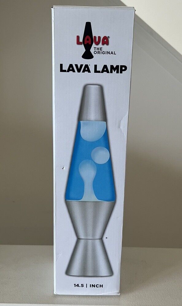 Lava the Original 14.5-Inch Silver Base Lamp with Blue Liquid & White Wax