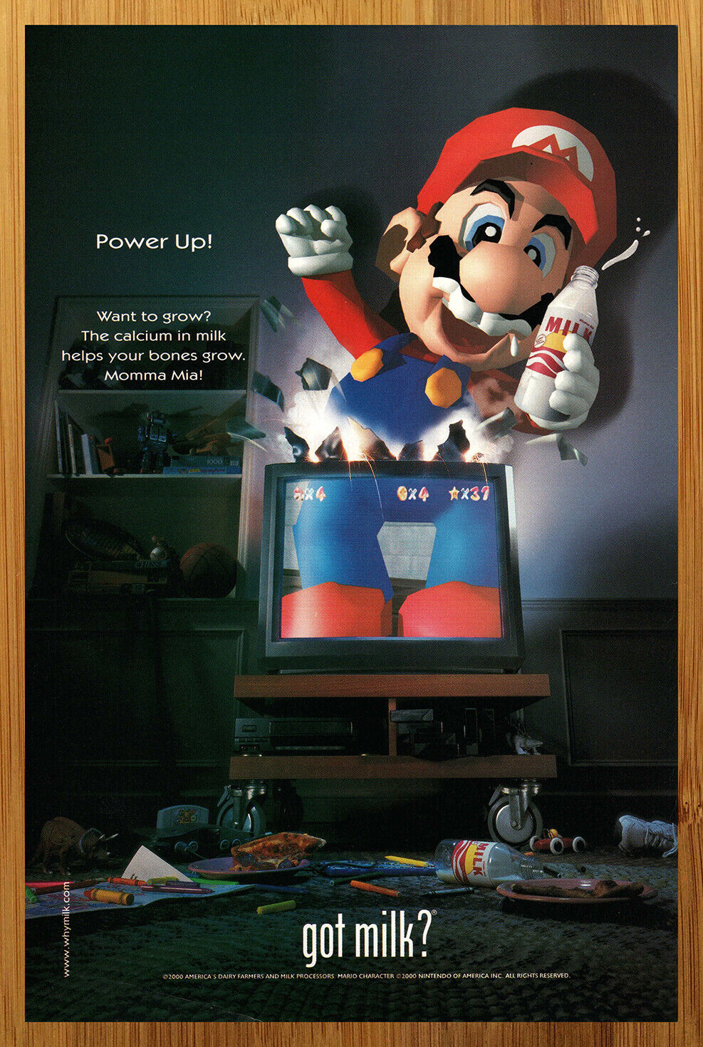 2000 Super Mario 64 GOT MILK? Vintage Print Ad/Poster N64 Nintendo 64 Promo Art