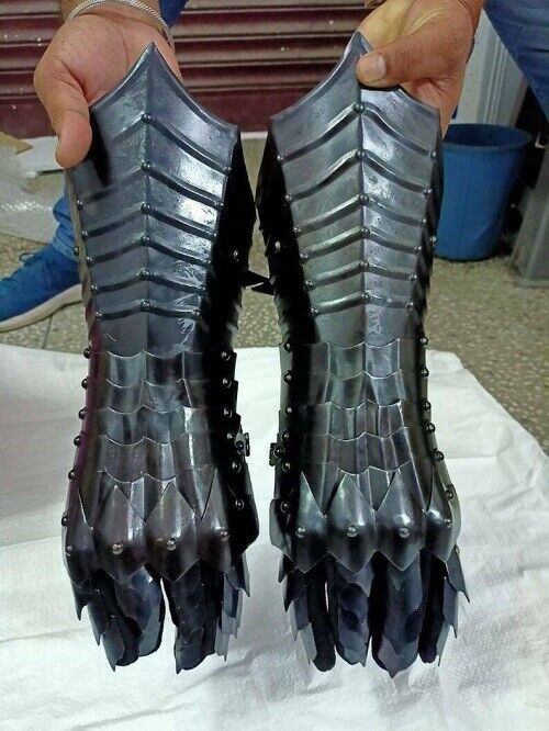 Medieval Nazgul Gloves ~ Knight Steel Armor Gloves Gauntlets ~ Christmas Costume